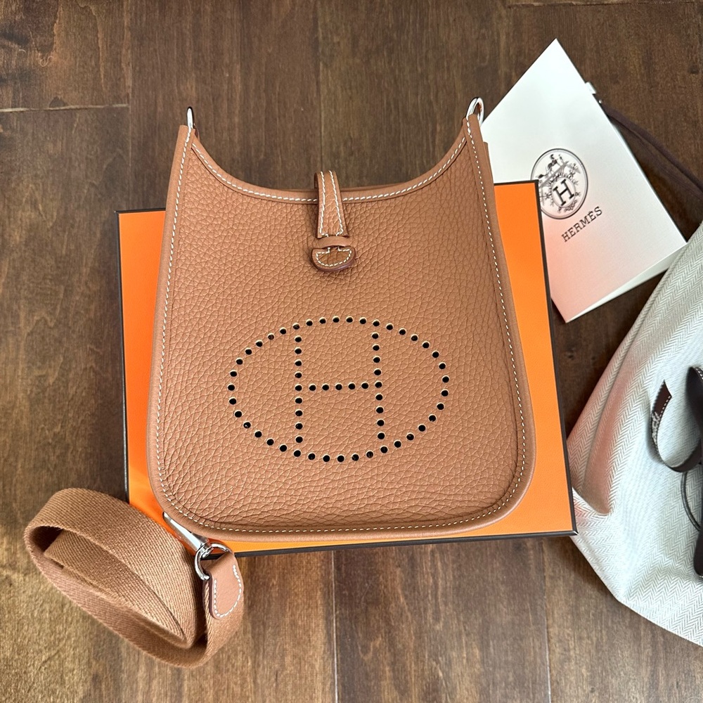 Hermes Mini Evelyn in Gold color with Palladium Hardware